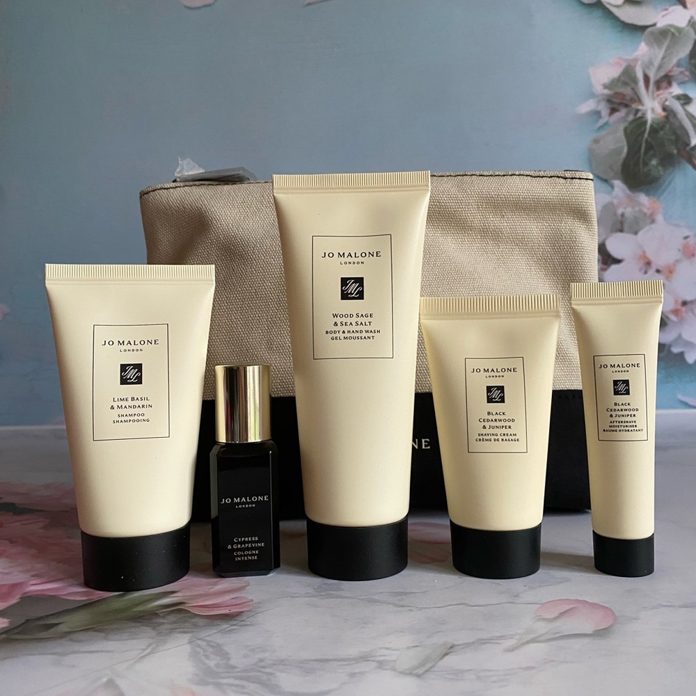 6 Pcs Jo Malone Men’s Grooming Travel Kit / Gift Set, New w/ Reusable Pouch